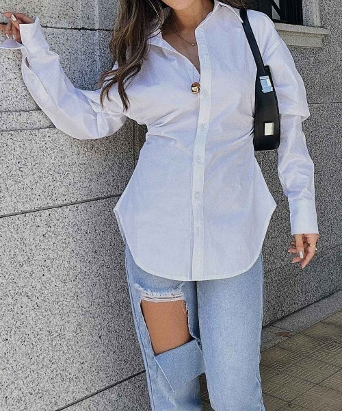 esutoreja（エストレジャ）の「ウエストデザインシャツ（シャツ/ブラウス・レディース・ホワイト・FREE）」の6枚目の写真