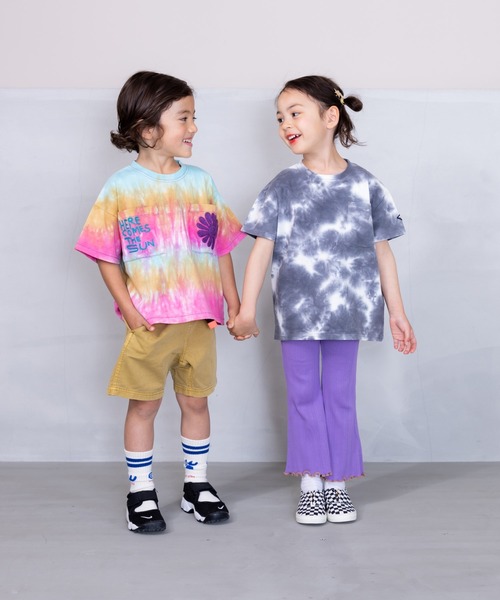 BIG FIELD（ビッグフィールド）の「タイダイTee (80～150cm)（Tシャツ/カットソー・キッズ・ブルー/カーキ/チャコール・80/90/95/100/110/120/130/140/150）」の5枚目の写真
