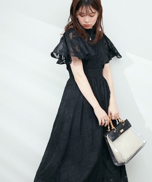 natural couture ❁⃘ シアーオパールフラワーフレア袖ワンピース natural couture（ナチュラルクチュール）の「シアーオパール