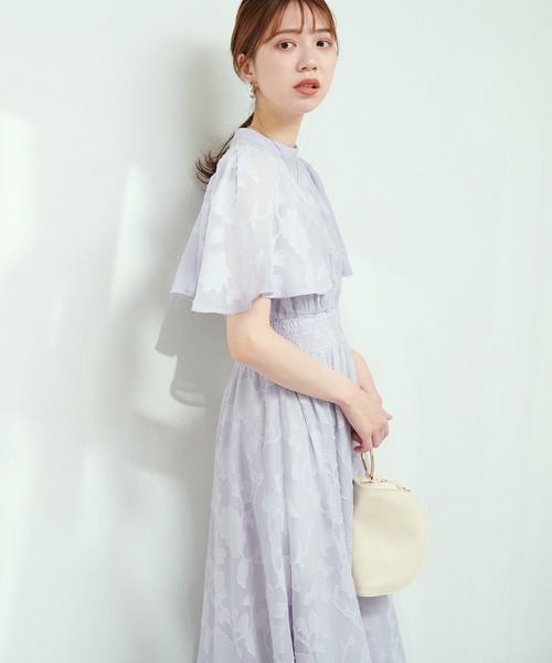 natural couture ❁⃘ シアーオパールフラワーフレア袖ワンピース シアーオパールフラワーフレア袖ワンピース | natural couture