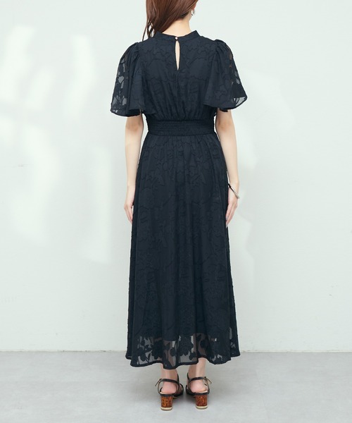 natural couture ❁⃘ シアーオパールフラワーフレア袖ワンピース natural couture(ナチュラルクチュール)の「シアーオパール