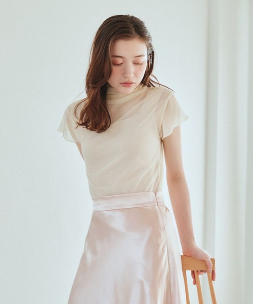 pomiii(ポミー)の「シアーハイネックトップス(Tシャツ/カットソー・レディース・ピンク/アイボリー・FREE)」の12枚目の写真