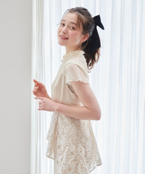 pomiii(ポミー)の「シアーハイネックトップス(Tシャツ/カットソー・レディース・ピンク/アイボリー・FREE)」の19枚目の写真