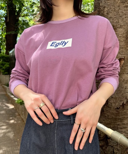 Eglly(エグリー)の「EgllyボックスロゴロンT(Tシャツ/カットソー・レディース・グリーン/ホワイト/パープル・FREE)」の3枚目の写真