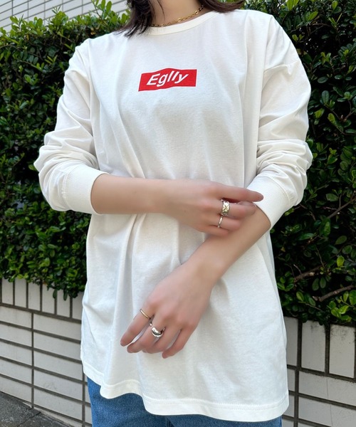 Eglly(エグリー)の「EgllyボックスロゴロンT(Tシャツ/カットソー・レディース・グリーン/ホワイト/パープル・FREE)」の6枚目の写真