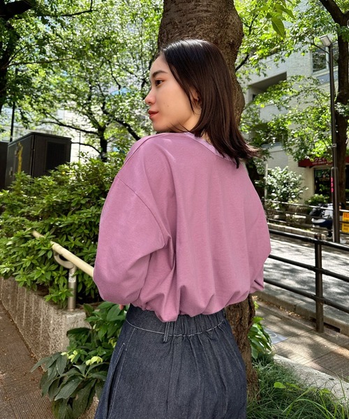 Eglly(エグリー)の「EgllyボックスロゴロンT(Tシャツ/カットソー・レディース・グリーン/ホワイト/パープル・FREE)」の5枚目の写真