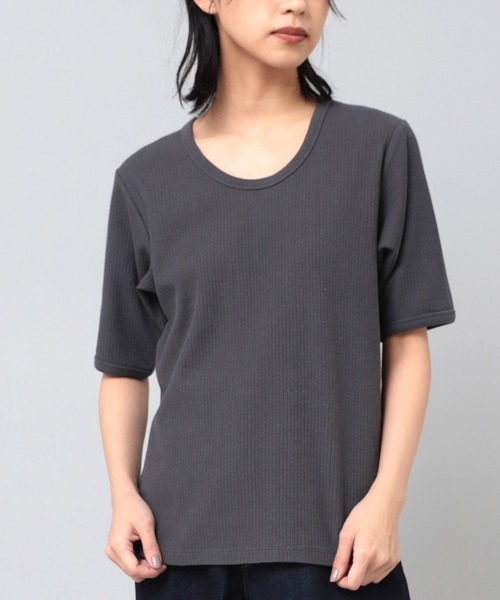 RNA-N(アールエヌエーエヌ)の「M2059 リサイクルリブプルオーバー(Tシャツ/カットソー・レディース・カーキブラウン/チャコール/キナリ・MEDIUM)」の3枚目の写真