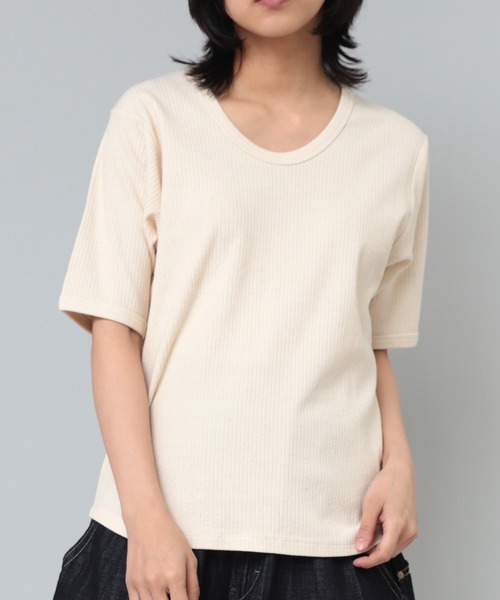 RNA-N(アールエヌエーエヌ)の「M2059 リサイクルリブプルオーバー(Tシャツ/カットソー・レディース・カーキブラウン/チャコール/キナリ・MEDIUM)」の2枚目の写真