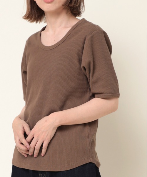 RNA-N(アールエヌエーエヌ)の「M2059 リサイクルリブプルオーバー(Tシャツ/カットソー・レディース・カーキブラウン/チャコール/キナリ・MEDIUM)」の1枚目の写真