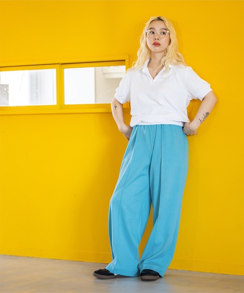 miette（ミエット）の「センタープレスジャージワイドパンツ（その他パンツ・レディース・オフホワイト/ライトブルー/レッド・FREE）」の6枚目の写真