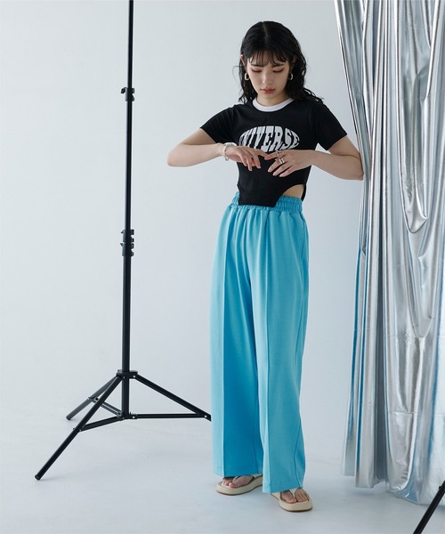 miette（ミエット）の「センタープレスジャージワイドパンツ（その他パンツ・レディース・オフホワイト/ライトブルー/レッド・FREE）」の8枚目の写真