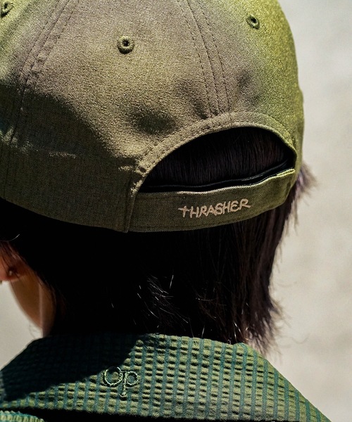 THRASHER（スラッシャー）の「GONS ART 6P DAD CAP/スラッシャーフロントGONSアート・デザイン６パネルキャップ（キャップ・メンズ・ブラック/ベージュ/オリーブ/ピンク・FREE）」の17枚目の写真
