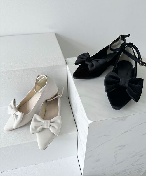 MAJESTIC LEGON（マジェスティックレゴン）の「【WEB限定XLサイズあり】取り外しできるリボンパンプス（パンプス・レディース・ブラック/アイボリー・LARGE/X-LARGE/MEDIUM/SMALL）」の19枚目の写真