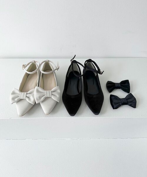 MAJESTIC LEGON（マジェスティックレゴン）の「【WEB限定XLサイズあり】取り外しできるリボンパンプス（パンプス・レディース・ブラック/アイボリー・LARGE/X-LARGE/MEDIUM/SMALL）」の20枚目の写真
