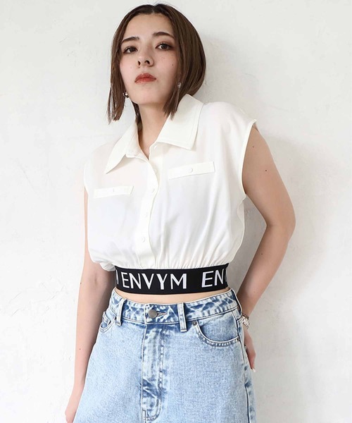 ENVYM(アンビー)の「ENVYMロゴノースリシャツ(シャツ/ブラウス・レディース・ホワイト/ブラック・FREE)」の11枚目の写真