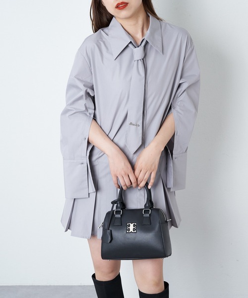 Chico（チコ）の「ネクタイデザインチュニックシャツ（シャツワンピース・レディース・ホワイト/ホワイト系その他2/グレー・FREE）」の20枚目の写真