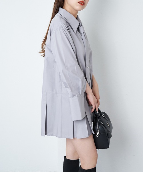 Chico（チコ）の「ネクタイデザインチュニックシャツ（シャツワンピース・レディース・ホワイト/ホワイト系その他2/グレー・FREE）」の21枚目の写真