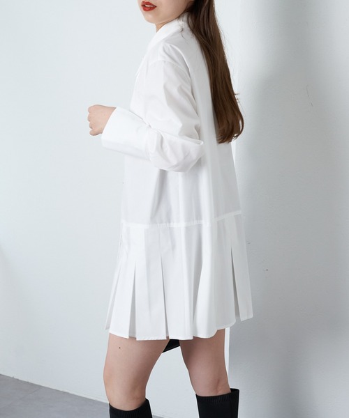 Chico（チコ）の「ネクタイデザインチュニックシャツ（シャツワンピース・レディース・ホワイト/ホワイト系その他2/グレー・FREE）」の7枚目の写真