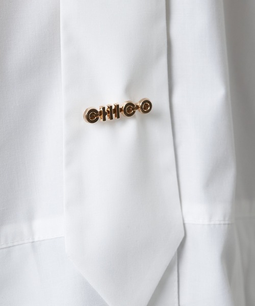 Chico（チコ）の「ネクタイデザインチュニックシャツ（シャツワンピース・レディース・ホワイト/ホワイト系その他2/グレー・FREE）」の16枚目の写真