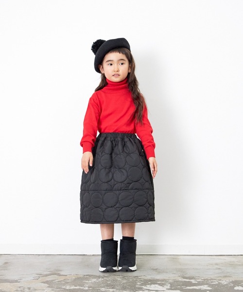 MAKE YOUR DAY（メイクユアデイ）の「ドットキルトスカート■80～140cm（スカート・キッズ・カーキ/ブラック・90/80/120/140/130/110/100）」の3枚目の写真