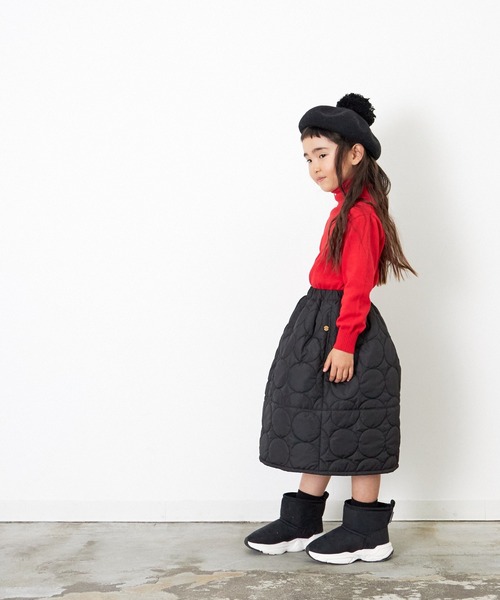 MAKE YOUR DAY（メイクユアデイ）の「ドットキルトスカート■80～140cm（スカート・キッズ・カーキ/ブラック・90/80/120/140/130/110/100）」の4枚目の写真