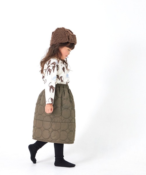 MAKE YOUR DAY（メイクユアデイ）の「ドットキルトスカート■80～140cm（スカート・キッズ・カーキ/ブラック・90/80/120/140/130/110/100）」の8枚目の写真