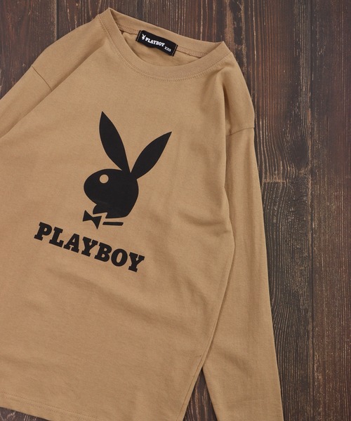 PLAYBOY（プレイボーイ）の「PLAYBOYプリントロンT KIDS（Tシャツ/カットソー・キッズ・グレー系/杢グレー/チャコールグレー/ブラック/ホワイト系/ホワイト系1/カーキ/ブラック系1/ベージュ系/グリーン系/グリーン/ホワイト/チャコール/ブラック系/ベージュ/ダークグレー/モカ/ラベンダー・XS/S/XXS）」の14枚目の写真
