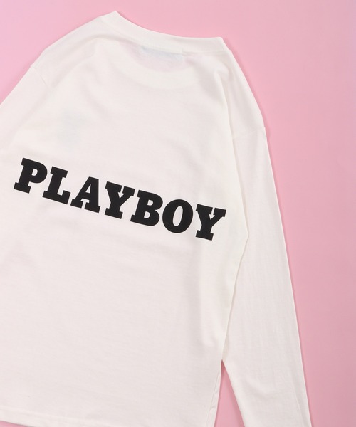 PLAYBOY（プレイボーイ）の「PLAYBOYプリントロンT KIDS（Tシャツ/カットソー・キッズ・グレー系/杢グレー/チャコールグレー/ブラック/ホワイト系/ホワイト系1/カーキ/ブラック系1/ベージュ系/グリーン系/グリーン/ホワイト/チャコール/ブラック系/ベージュ/ダークグレー/モカ/ラベンダー・XS/S/XXS）」の2枚目の写真