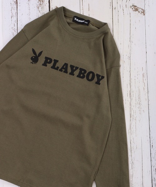 PLAYBOY（プレイボーイ）の「PLAYBOYプリントロンT KIDS（Tシャツ/カットソー・キッズ・グレー系/杢グレー/チャコールグレー/ブラック/ホワイト系/ホワイト系1/カーキ/ブラック系1/ベージュ系/グリーン系/グリーン/ホワイト/チャコール/ブラック系/ベージュ/ダークグレー/モカ/ラベンダー・XS/S/XXS）」の15枚目の写真