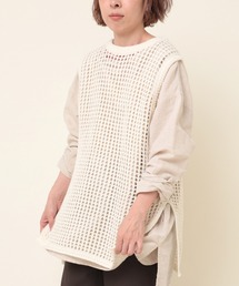 K2633 ループヤーンメッシュロングベスト