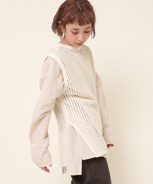 RNA-N（アールエヌエーエヌ）の「K2633 ループヤーンメッシュロングベスト（ベスト・レディース・ブラック/ベージュ/オフホワイト・MEDIUM）」の21枚目の写真