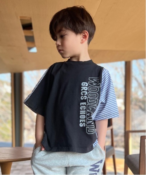 GROOVY COLORS(グルービーカラーズ)の「WOODLAND WIDE シルエット Tシャツ(Tシャツ/カットソー・キッズ・ブラック/ホワイト・110/120/90/100)」の2枚目の写真