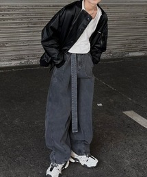 AJOBYAJO | 韓国ブランド AJOBYAJO アジョバイアジョ Oversized Washed Denim Pants オーバーサイズ ウォッシュドデニム ベルト デニムパンツ ジーンズ デニム ストリートファッション(デニムパンツ)