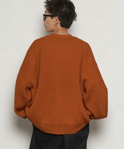 PUBLUX(パブリュクス)の「PUBLUX/パブリュクス 両畦Vネックカーディガン/ニットカーディガン(限定展開)(カーディガン/ボレロ・メンズ・オリーブ/ブラック/オレンジ/グレイッシュベージュ・SMALL/LARGE/MEDIUM)」の7枚目の写真