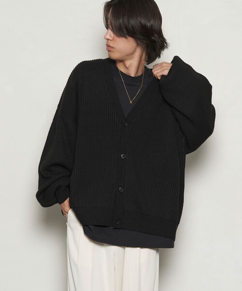 PUBLUX(パブリュクス)の「PUBLUX/パブリュクス 両畦Vネックカーディガン/ニットカーディガン(限定展開)(カーディガン/ボレロ・メンズ・オリーブ/ブラック/オレンジ/グレイッシュベージュ・SMALL/LARGE/MEDIUM)」の20枚目の写真