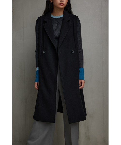 AZUL by moussy（アズールバイマウジー）の「ウールライクロングベスト（ベスト・レディース・グレー/ブラック・FREE）」の2枚目の写真