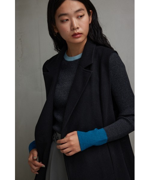 AZUL by moussy（アズールバイマウジー）の「ウールライクロングベスト（ベスト・レディース・グレー/ブラック・FREE）」の6枚目の写真