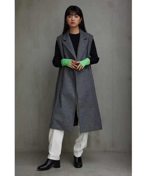 AZUL by moussy（アズールバイマウジー）の「ウールライクロングベスト（ベスト・レディース・グレー/ブラック・FREE）」の15枚目の写真