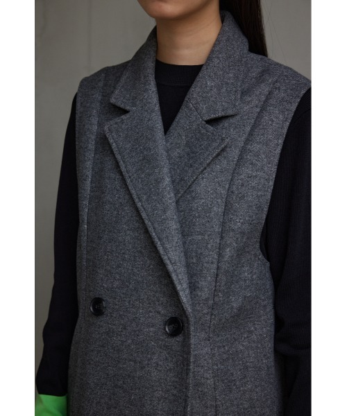 AZUL by moussy（アズールバイマウジー）の「ウールライクロングベスト（ベスト・レディース・グレー/ブラック・FREE）」の20枚目の写真