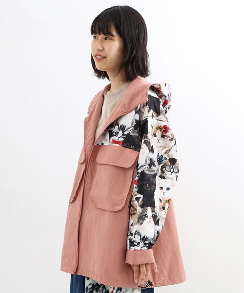 ScoLar(スカラー)の「133626:かわいいネコ柄切替ブルゾン ScoLar(スカラー)の「133626:かわいいネコ柄切替ブルゾン