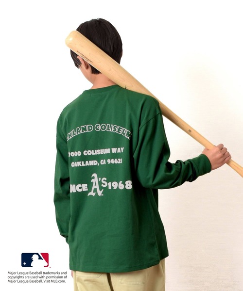 GLAZOS(グラソス)の「【MLB】ロゴプリント長袖Tシャツ(その他トップス・キッズ・ホワイト/グリーン/ブルー/ネイビー/ブラック・140cm/160cm/170cm/150cm)」の1枚目の写真