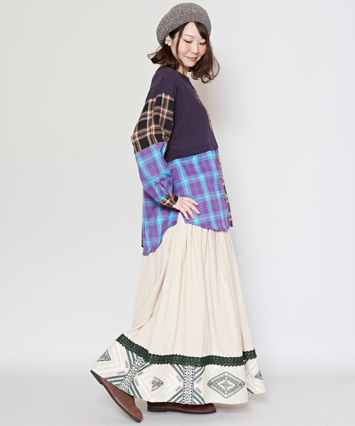 チャイハネ(チャイハネ)の「【チャイハネ】ピスチェックトップス(スウェット・レディース・レッド/ネイビー/グレー・FREE)」の7枚目の写真