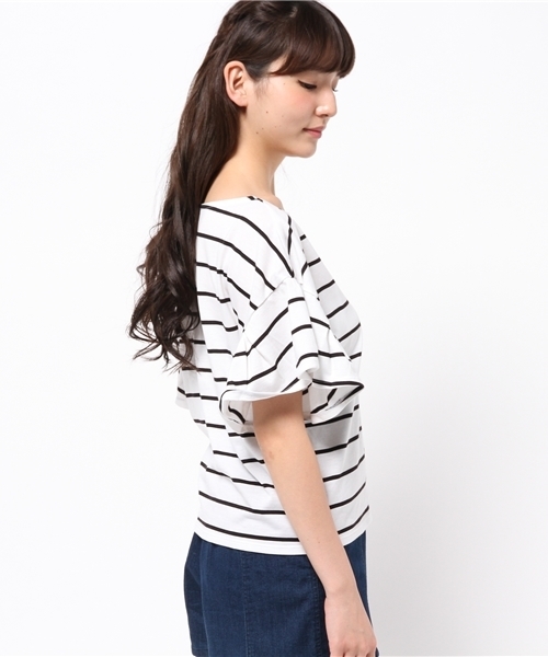 Chico（チコ）の「ボーダーラッフル袖TOPS（Tシャツ/カットソー・レディース・ネイビー/ブラック・FREE）」の8枚目の写真