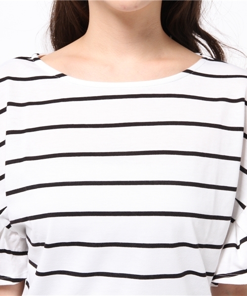 Chico（チコ）の「ボーダーラッフル袖TOPS（Tシャツ/カットソー・レディース・ネイビー/ブラック・FREE）」の10枚目の写真