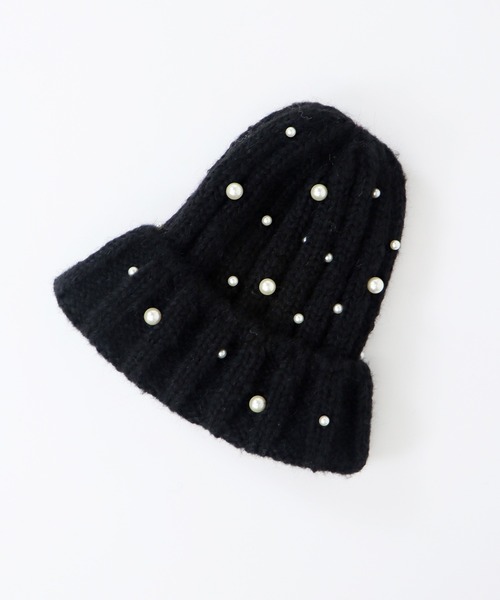 BLUEEAST(ブルーイースト)の「パール付きリブニット帽(ニットキャップ/ビーニー・レディース・モカ/グレー/ブラック/ホワイト・FREE)」の13枚目の写真