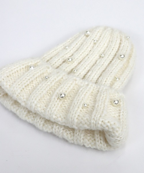 BLUEEAST(ブルーイースト)の「パール付きリブニット帽(ニットキャップ/ビーニー・レディース・モカ/グレー/ブラック/ホワイト・FREE)」の16枚目の写真