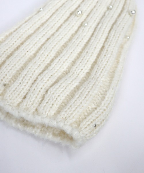 BLUEEAST(ブルーイースト)の「パール付きリブニット帽(ニットキャップ/ビーニー・レディース・モカ/グレー/ブラック/ホワイト・FREE)」の18枚目の写真