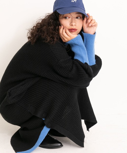 bohmal(ボマール)の「バイカラーボリュームスリーブニットワンピース(ワンピース・レディース・ブラック/イエロー/グリーン・FREE)」の8枚目の写真