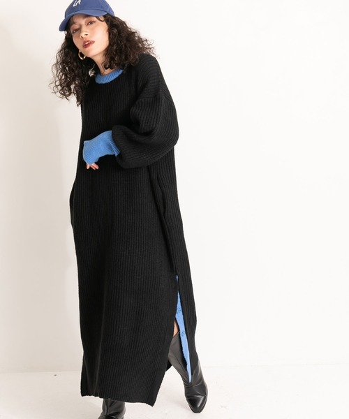 bohmal(ボマール)の「バイカラーボリュームスリーブニットワンピース(ワンピース・レディース・ブラック/イエロー/グリーン・FREE)」の11枚目の写真