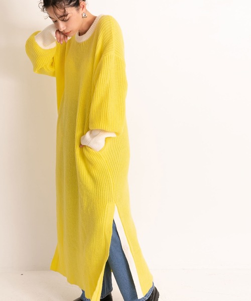 bohmal(ボマール)の「バイカラーボリュームスリーブニットワンピース(ワンピース・レディース・ブラック/イエロー/グリーン・FREE)」の18枚目の写真